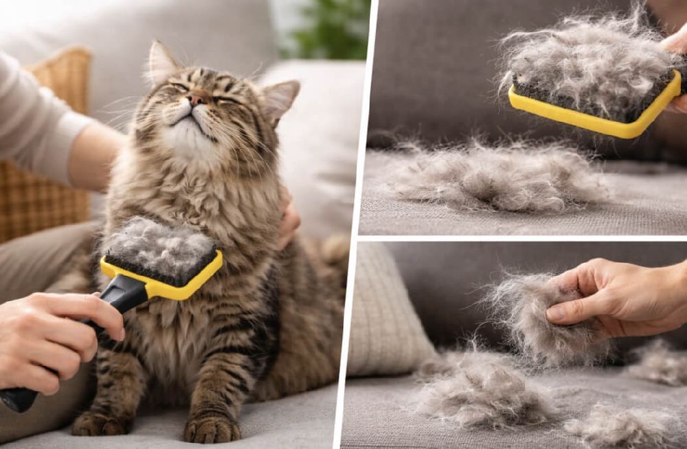 котка която я четкат заради линеене